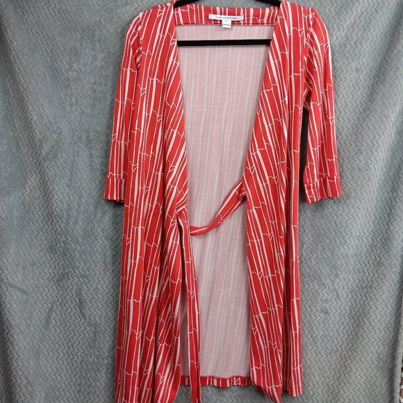 DIANE von FURSTENBERG Women's New Julian Two Wrap Dress 6 Silk Jersey Red Bamboo - Picture 4 of 8